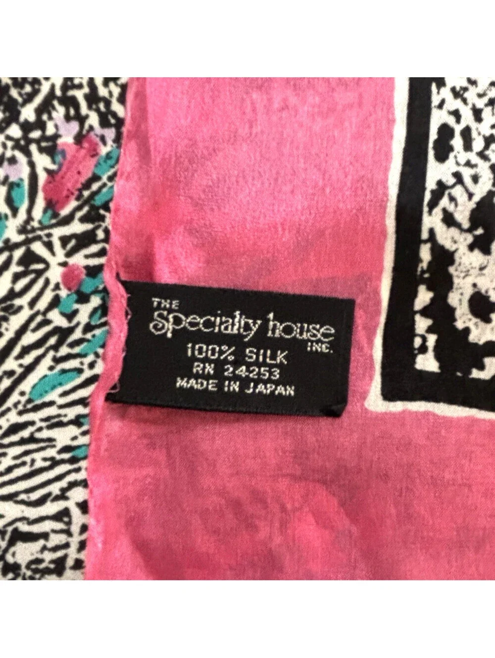 Vintage 1980's The Specialty House Scarf Hand Rolled Floral Landscape 31